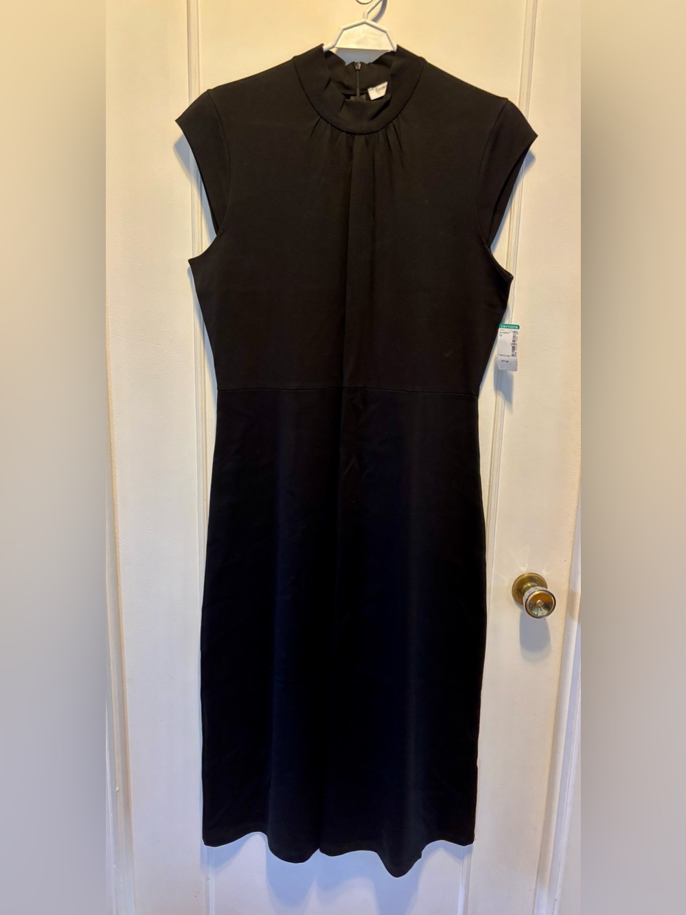 Simons Black Cap Sleeve Midi Dress